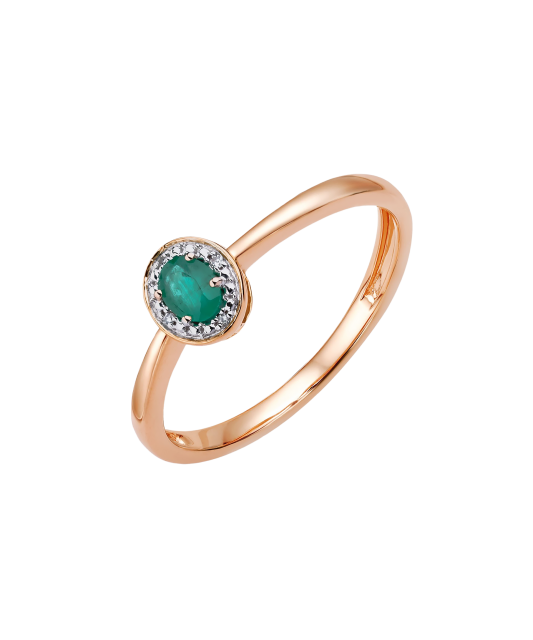 Zelta gredzens ar smaragdu un briljantiem