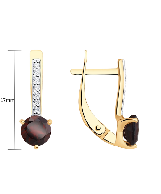 Zelta auskari ar granātiem un cirkonijiem