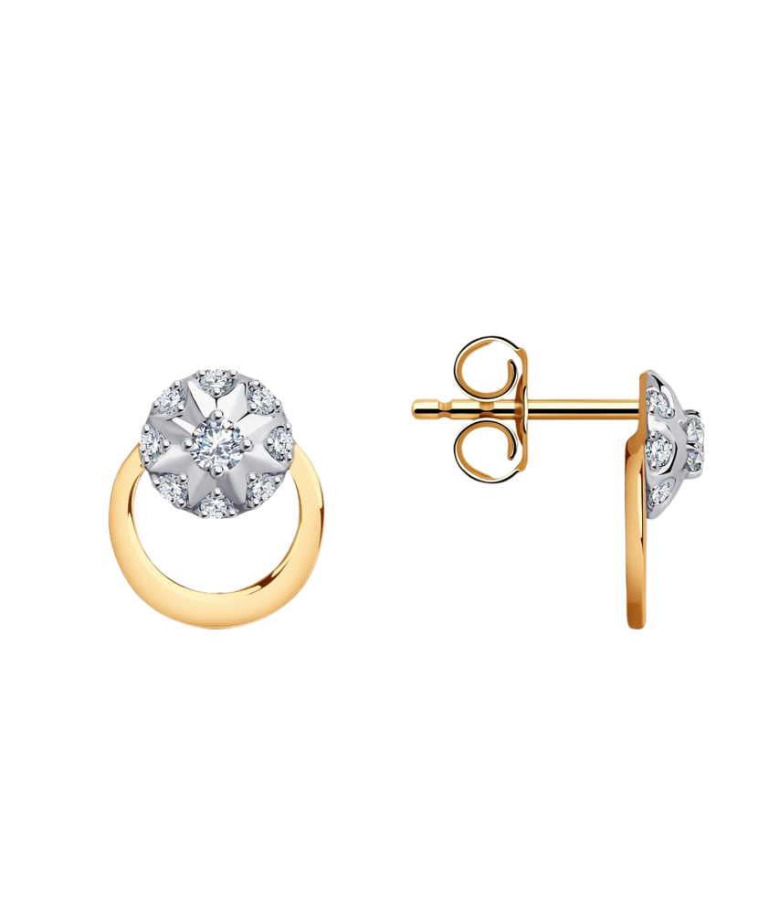 Золотые серьги с цирконами