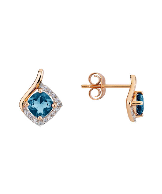 Серьги из золота с лондон топазами и бриллианты