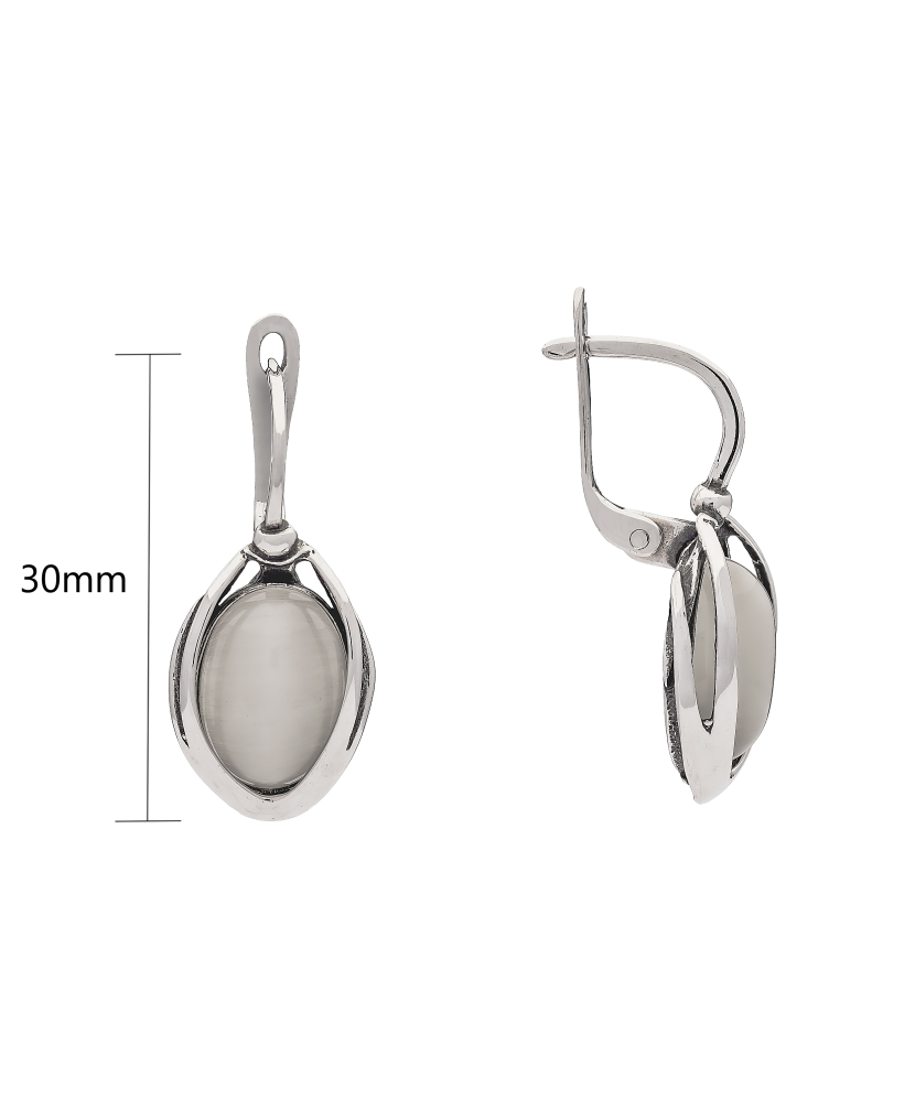 Sudraba auskari ar kaķa acs akmeni