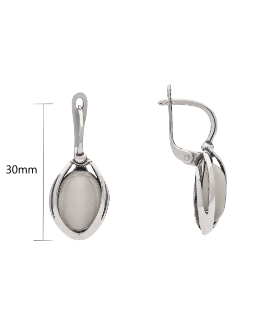 Sudraba auskari ar kaķa acs akmeni