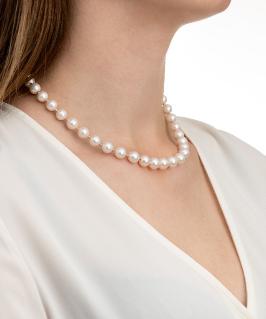 Pērļu kaklarota ar zeltu 9mm - Goldinga