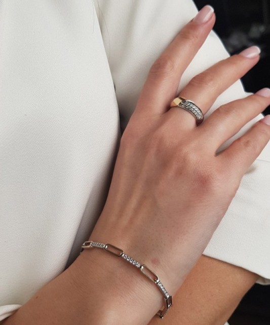 Apzeltīta sudraba rokassprādze ar cirkonijiem - Goldinga