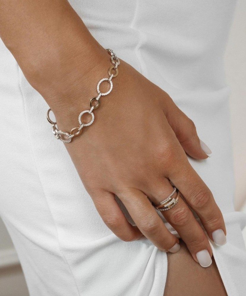 Apzeltīta sudraba rokassprādze ar cirkonijiem - Goldinga