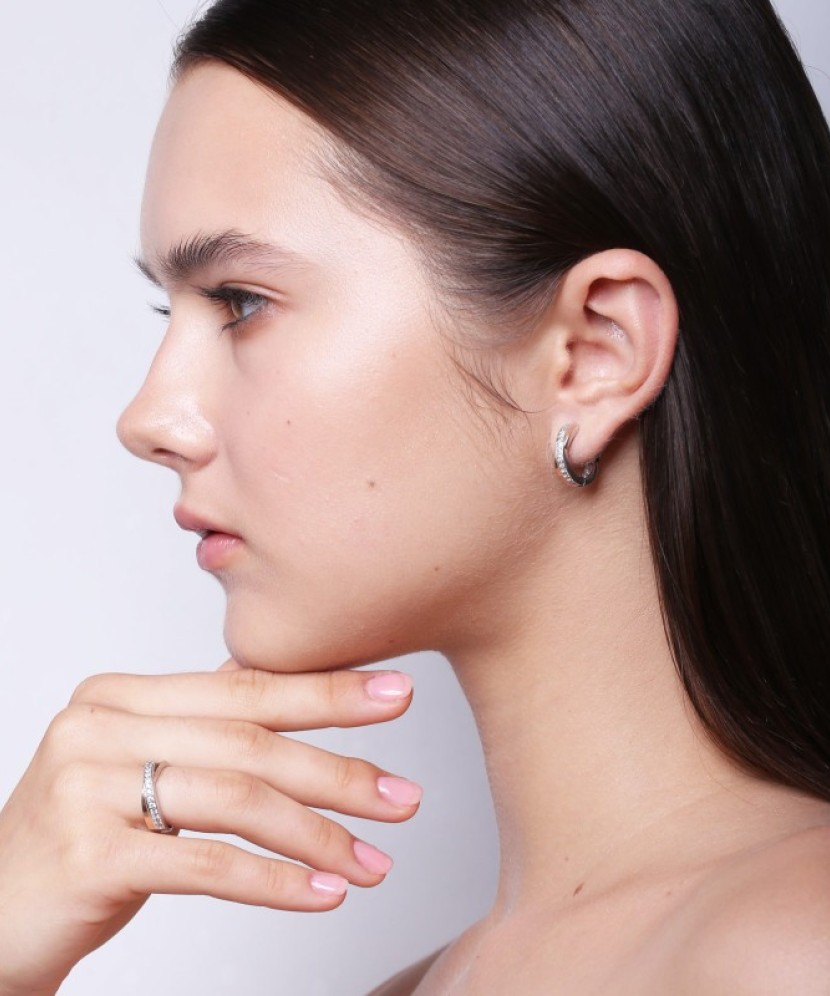 Apzeltīti sudraba auskari ar cirkonijiem - Goldinga