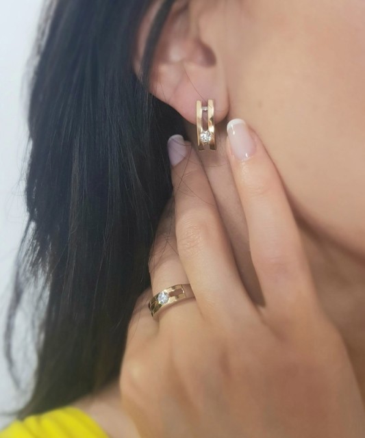 Apzeltīti sudraba auskari ar cirkonijiem