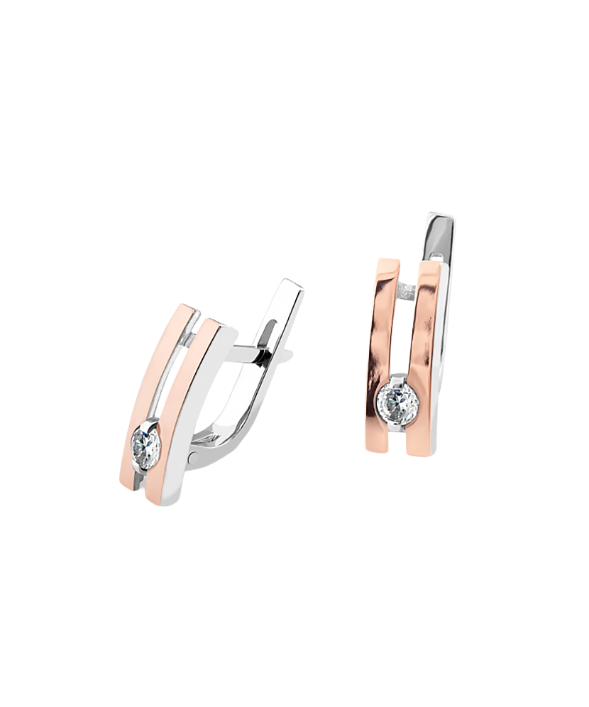 Apzeltīti sudraba auskari ar cirkonijiem