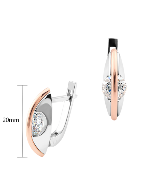 Apzeltīti sudraba auskari ar cirkonijiem