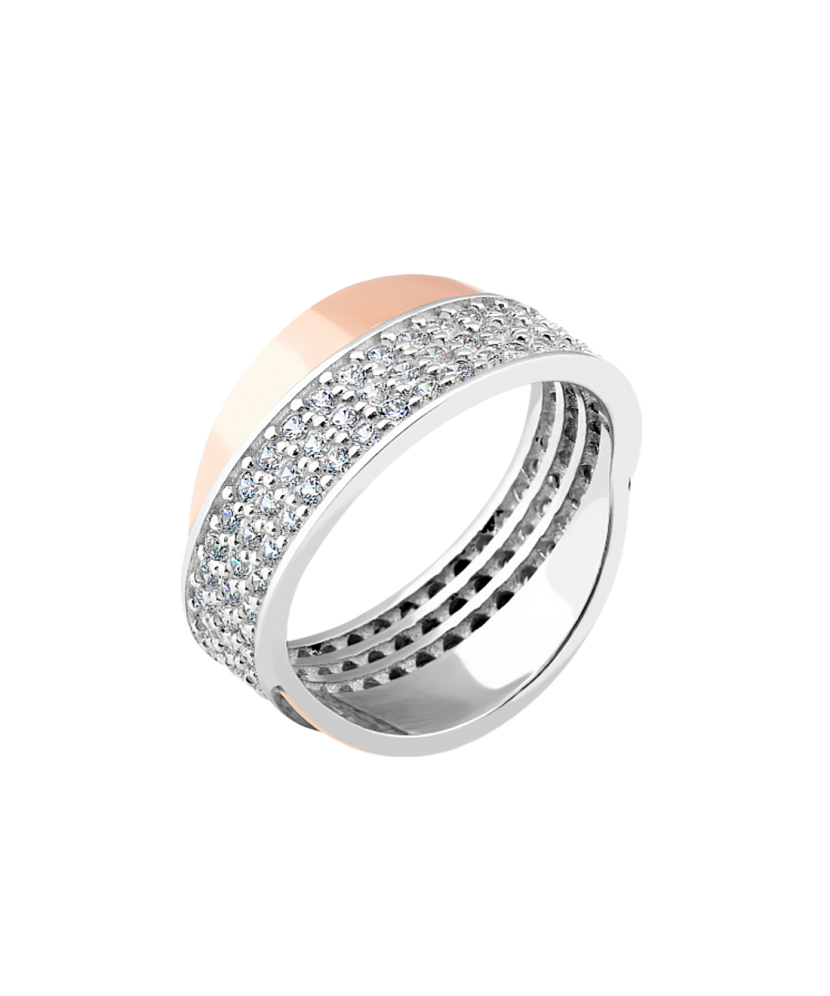 Apzeltīts sudraba gredzens ar cirkonijiem