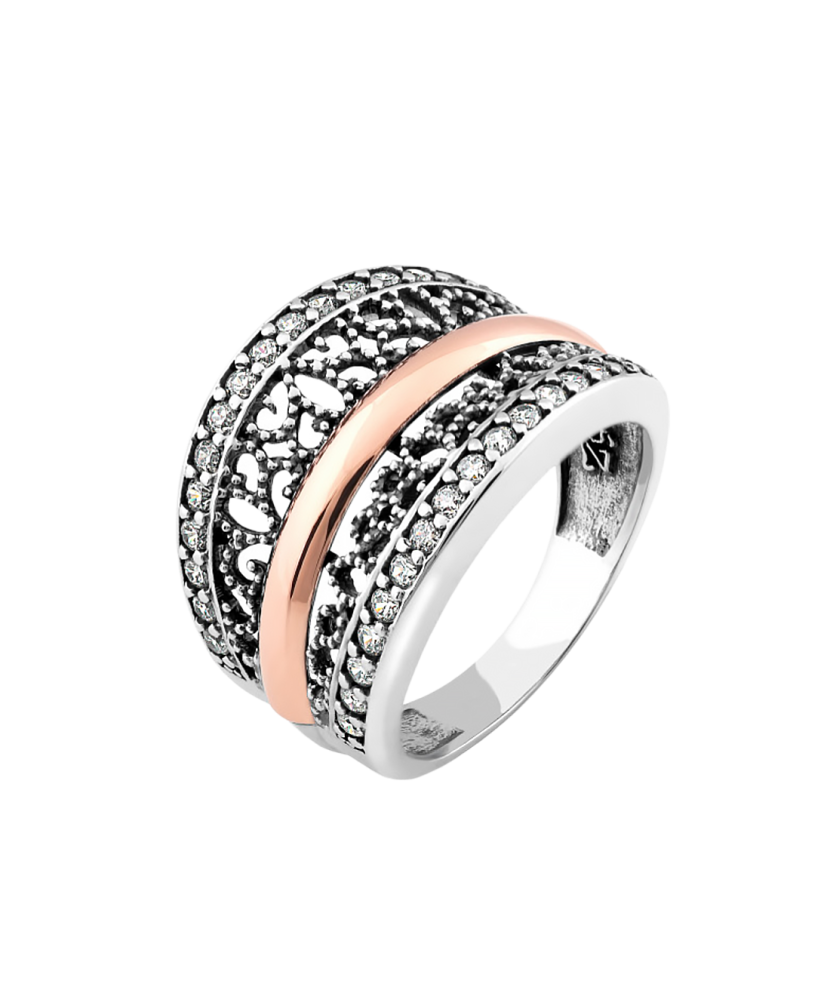 Apzeltīts sudraba gredzens ar cirkonijiem - Goldinga