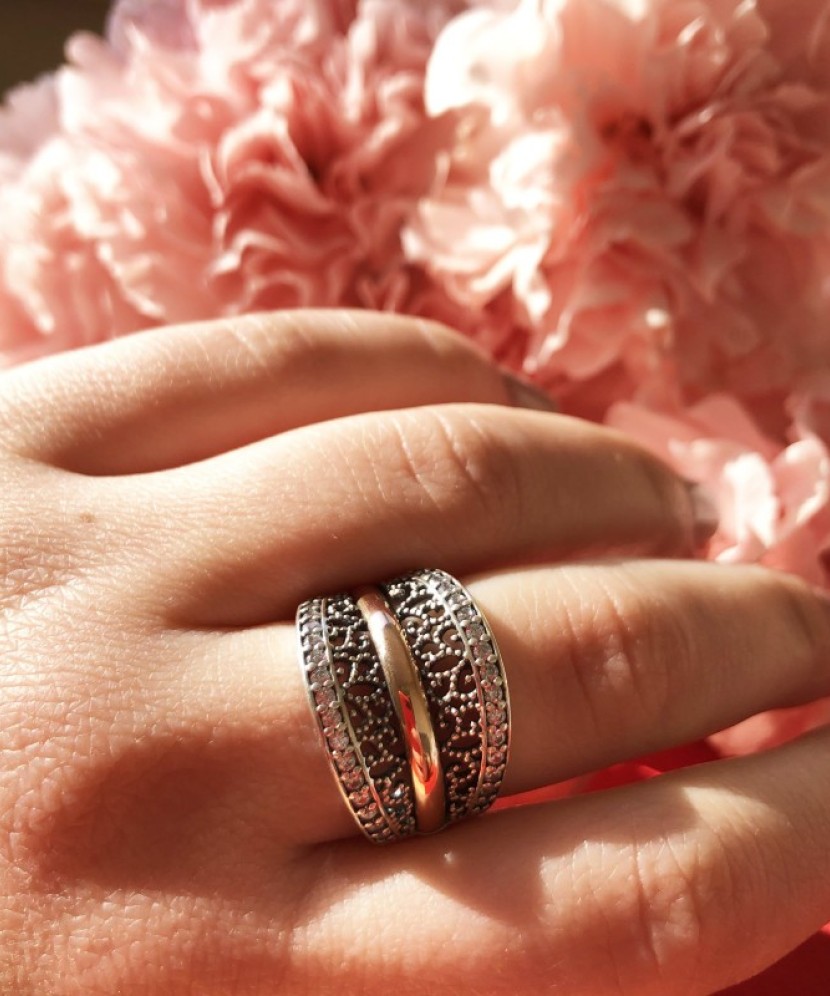 Apzeltīts sudraba gredzens ar cirkonijiem - Goldinga