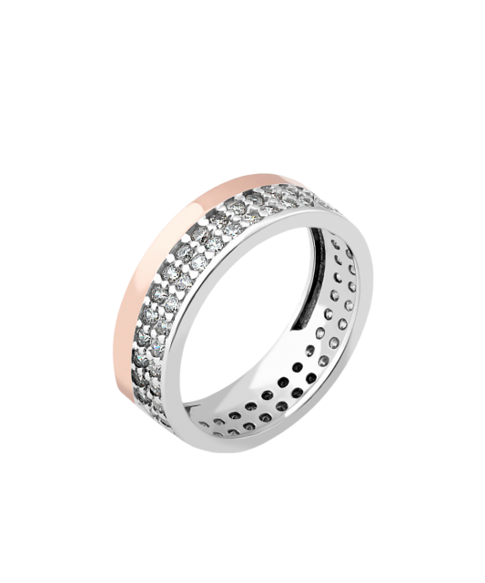 Apzeltīts sudraba gredzens ar cirkonijiem