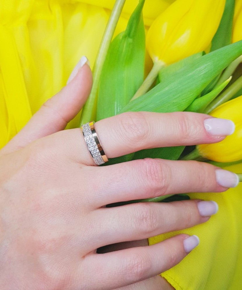 Apzeltīts sudraba gredzens ar cirkonijiem