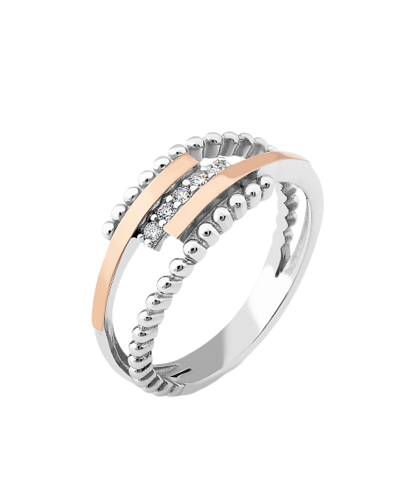 Кольцо из позолоченного серебра с цирконами