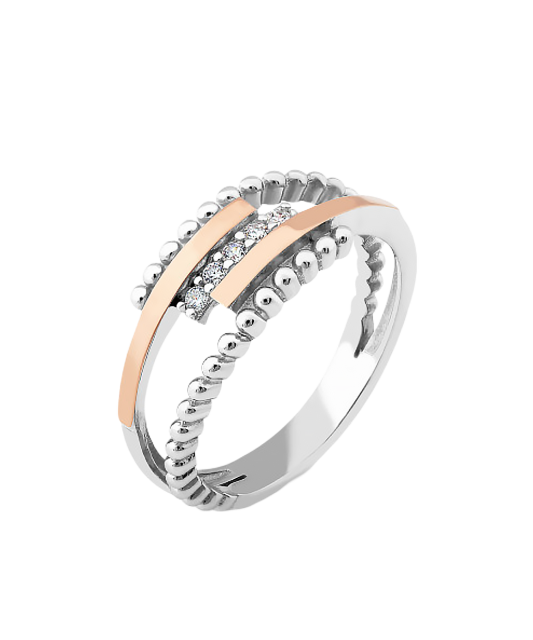 Apzeltīts sudraba gredzens ar cirkonijiem