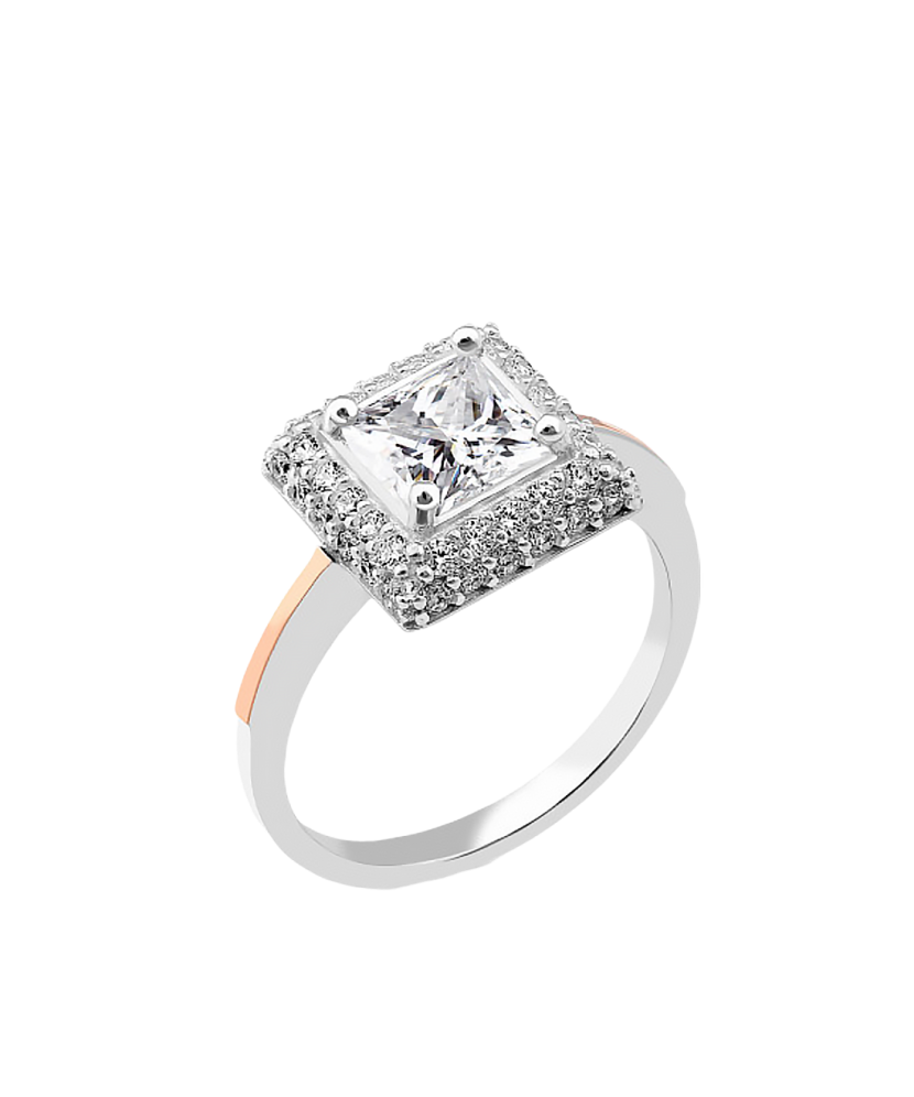 Apzeltīts sudraba gredzens ar cirkonijiem