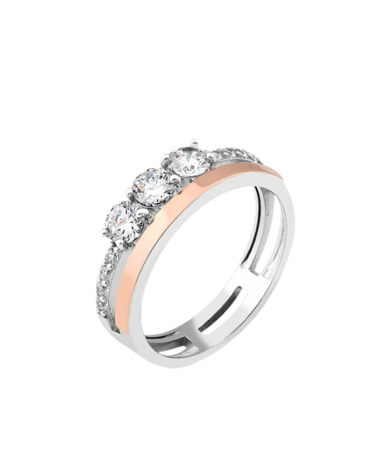 Apzeltīts sudraba gredzens ar cirkonijiem