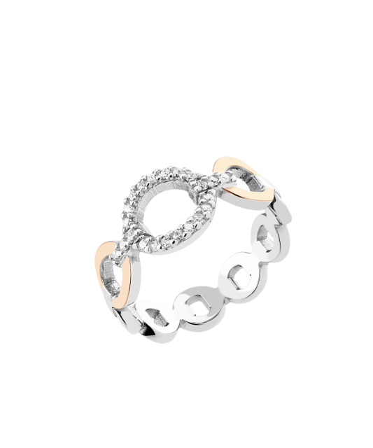 Apzeltīts sudraba gredzens ar cirkonijiem