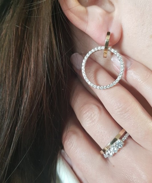 Apzeltīti sudraba auskari ar cirkonijiem