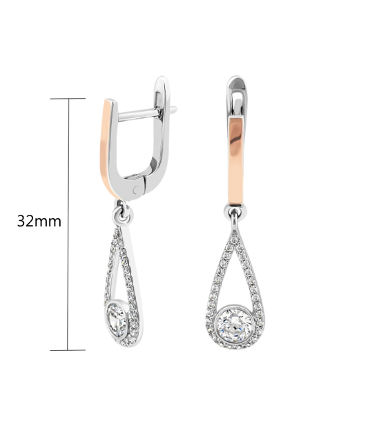 Apzeltīti sudraba auskari ar cirkonijiem