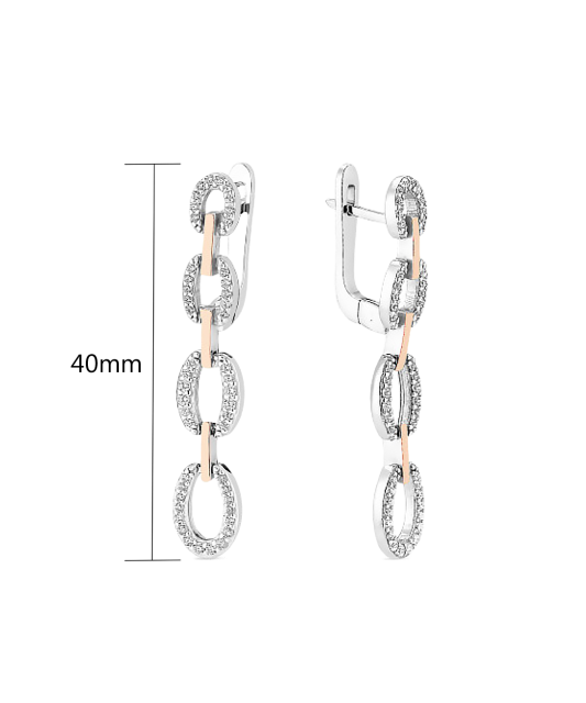 Apzeltīti sudraba auskari ar cirkonijiem