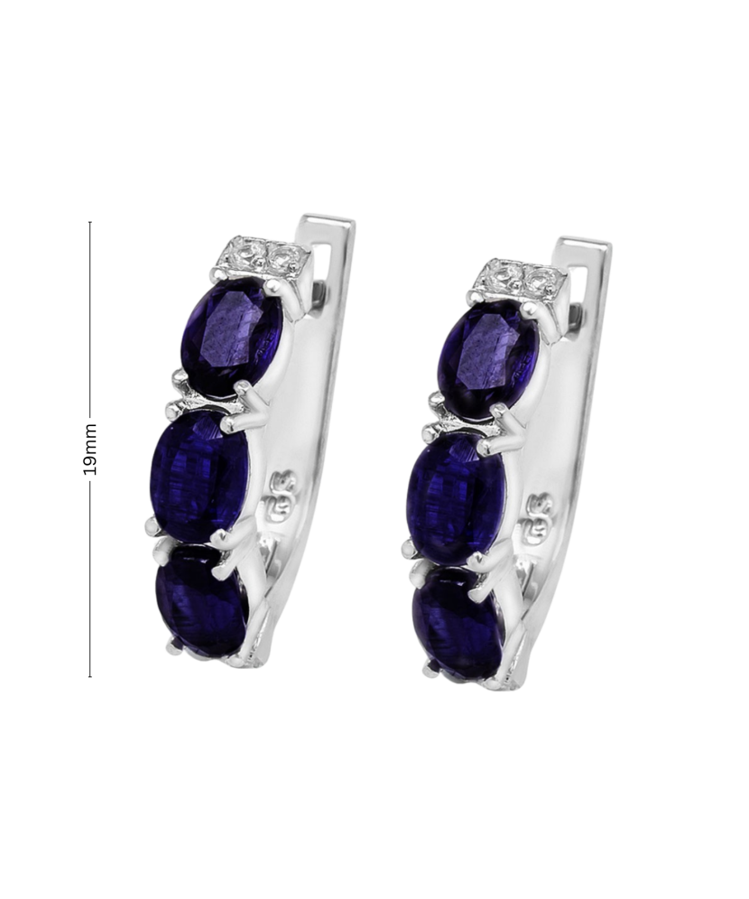 Серьги из серебра с иолитами и цирконами