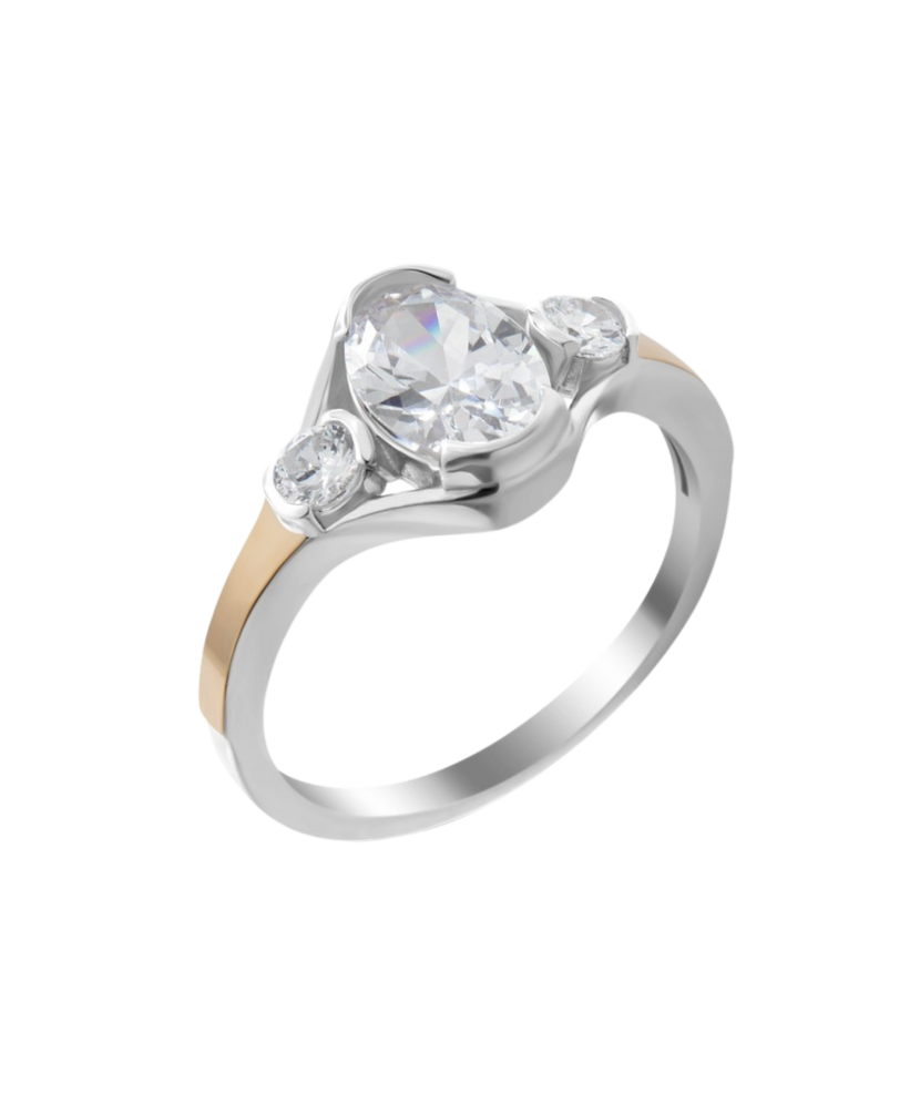 Sidabrinis žiedas Dengtas Auksu su cirkoniais  - Goldinga