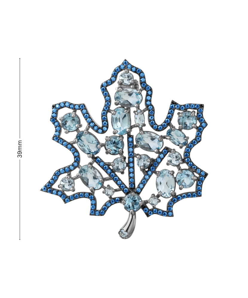 Sidabrinė Sagė Su Cirkoniais ir alpanitais "Klevo Lapas"  - Goldinga