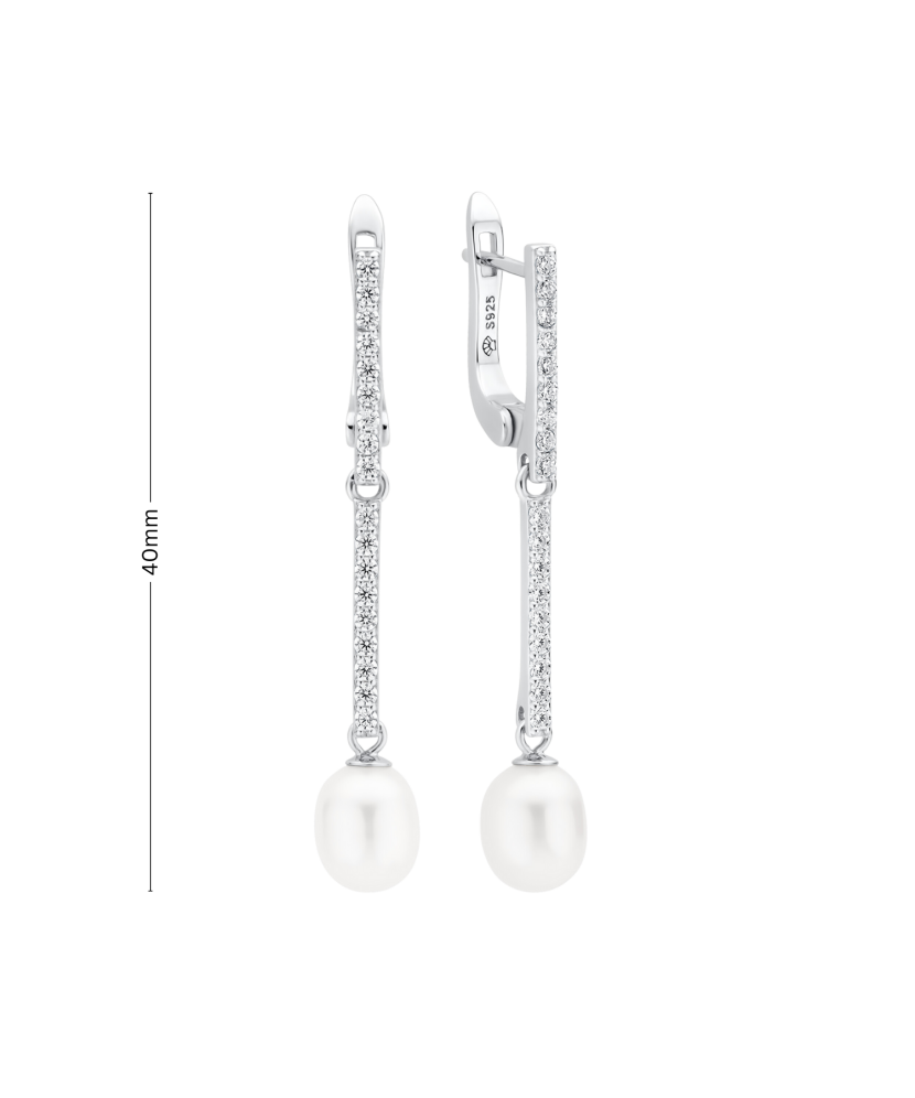 Sudraba auskari ar pērlēm un cirkonijiem - Goldinga