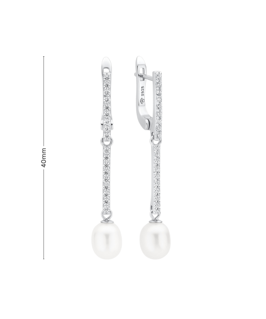 Серьги из серебра с жемчугом и цирконами