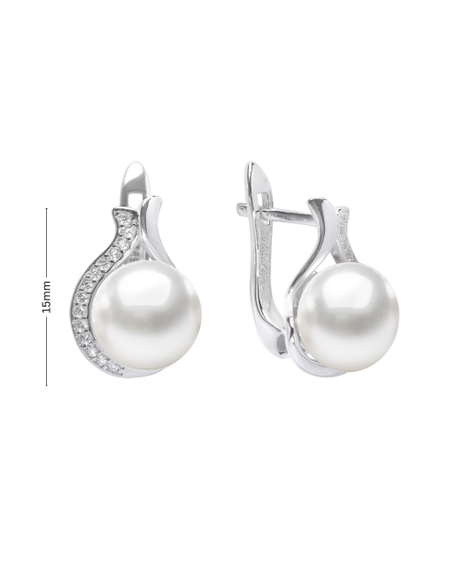 Sudraba auskari ar pērlēm un cirkoniju - Goldinga