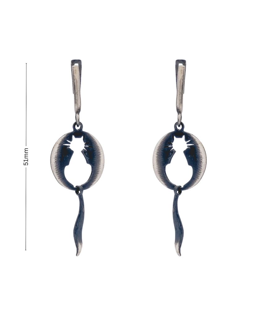 Серьги из серебра "Кошка"