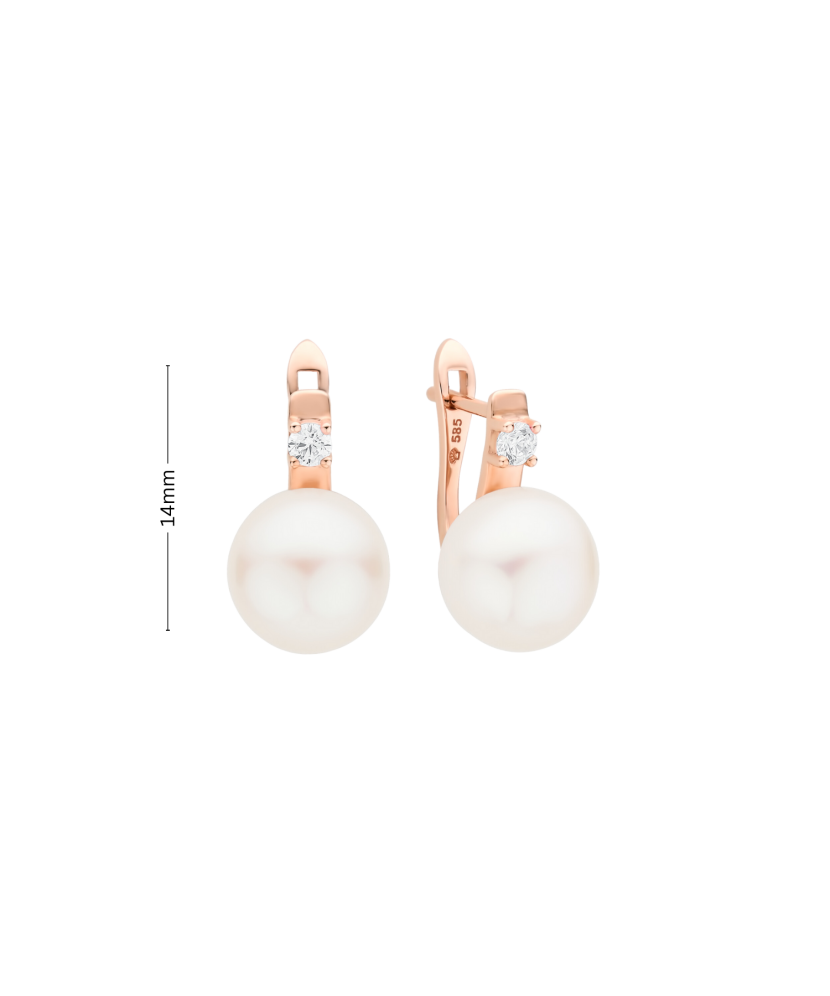 Zelta auskari ar pērlēm un cirkoniju - Goldinga