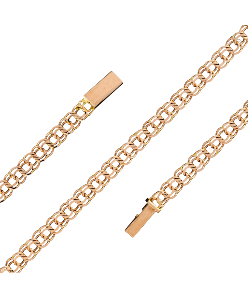 Золотой цельный браслет "Bismark" 4.1mm