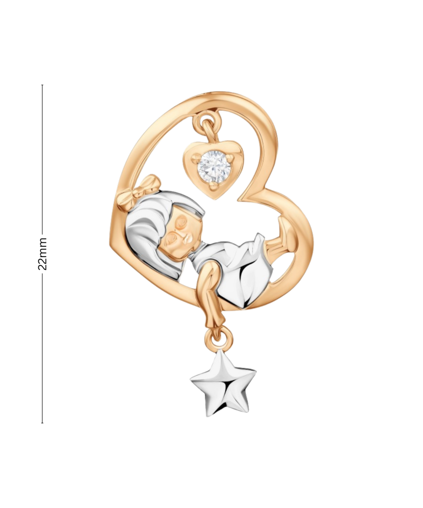 Zelta piekariņš ar cirkoniju "Meitene mēnesī" - Goldinga