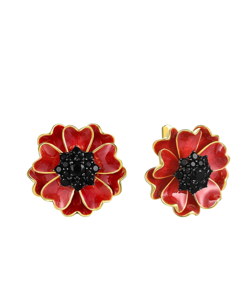 Apzeltīt sudraba auskari ar cirkoniem un emalju