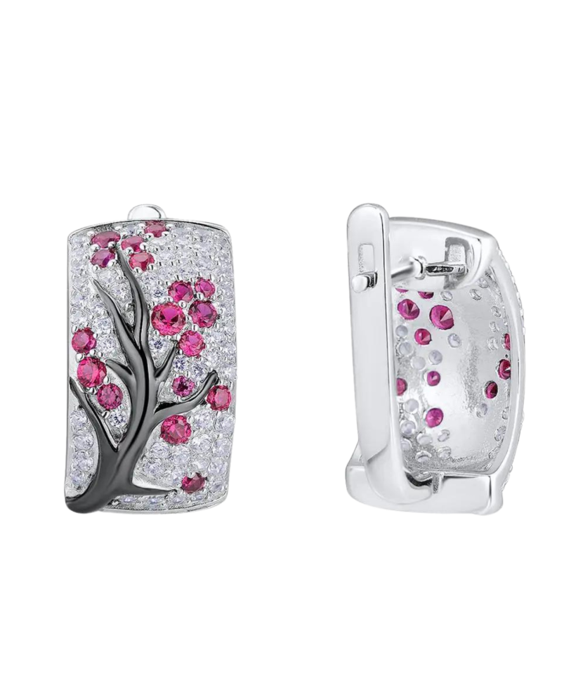 Серебряные серьги со шпинелями и цирконами