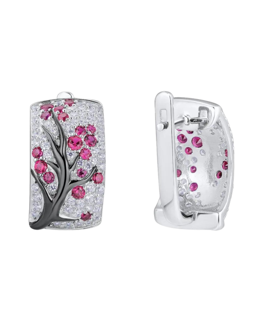 Серебряные серьги со шпинелями и цирконами