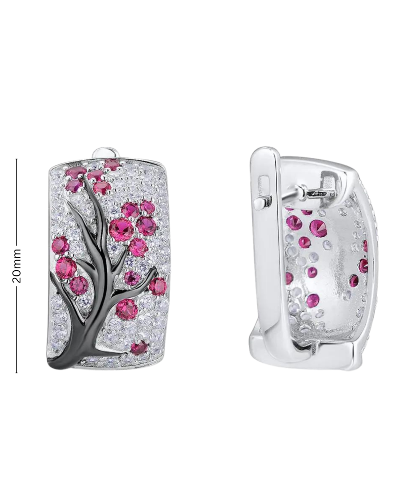 Серебряные серьги со шпинелями и цирконами