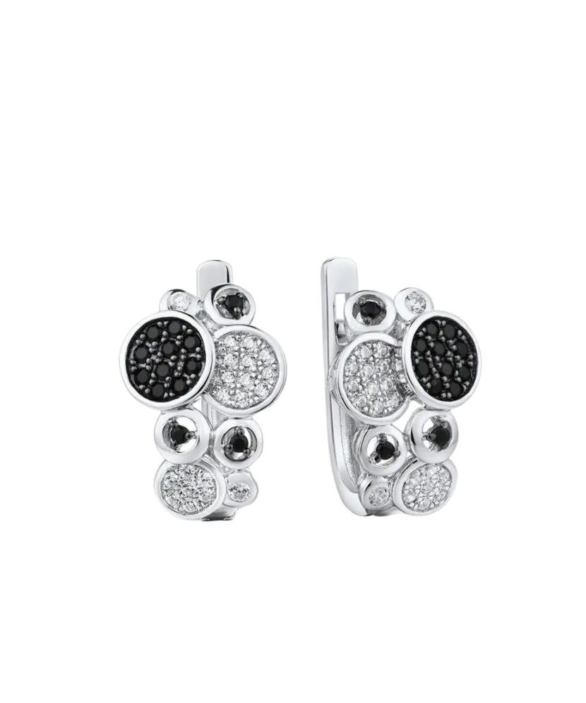 Серьги из серебра с цирконом и шпинели