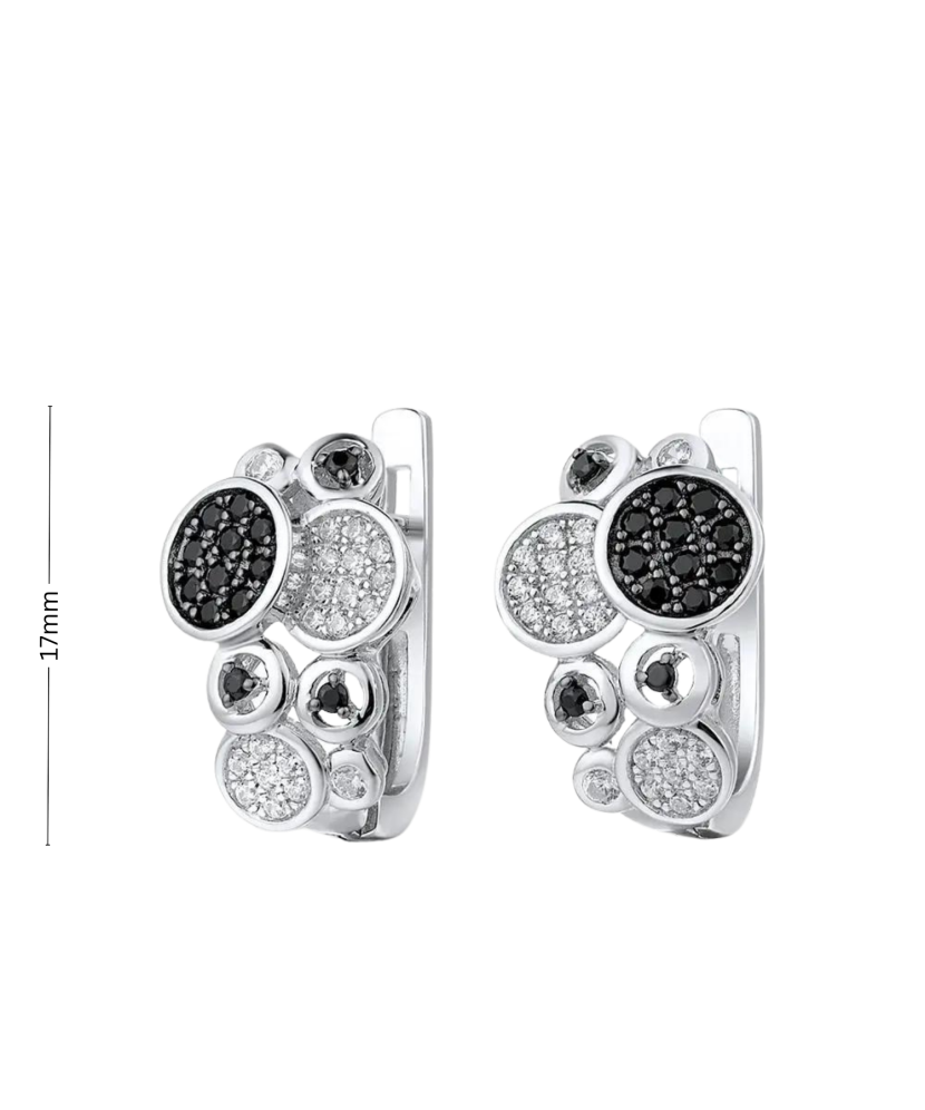 Серьги из серебра с цирконом и шпинели