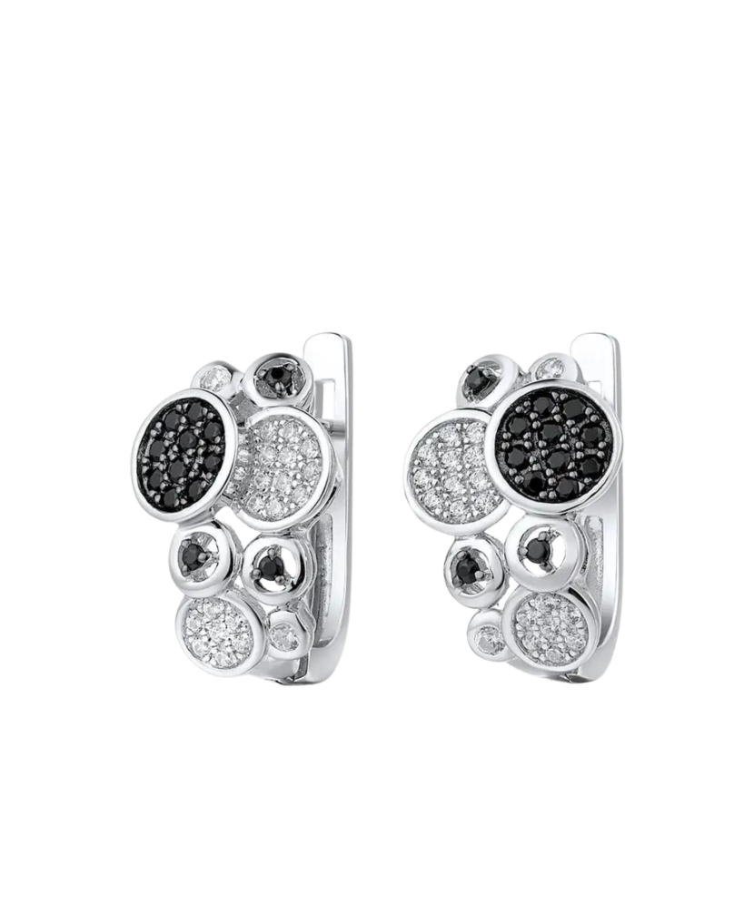 Серьги из серебра с цирконом и шпинели