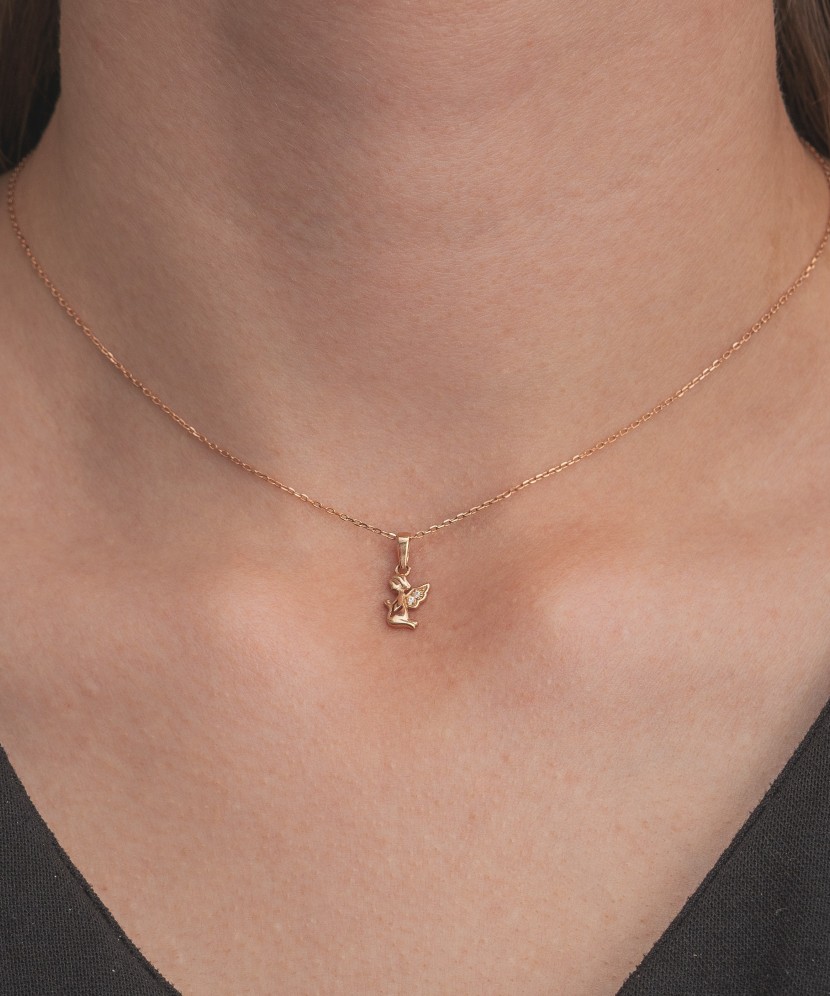 Zelta piekariņš ar cirkonijiem "Eņģelis"