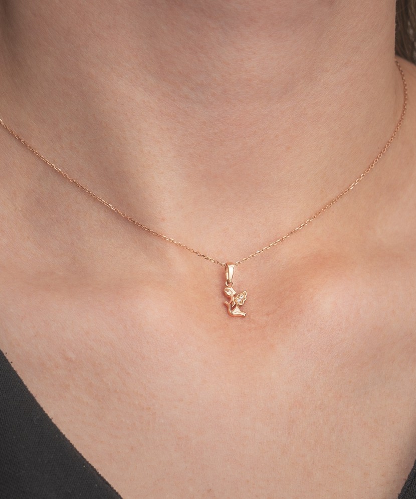 Zelta piekariņš ar cirkonijiem "Eņģelis"