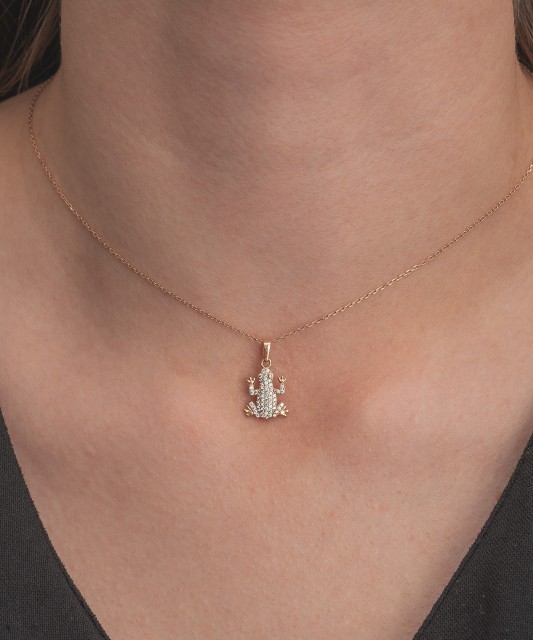 Zelta piekariņš ar cirkonijiem "Vardīte"