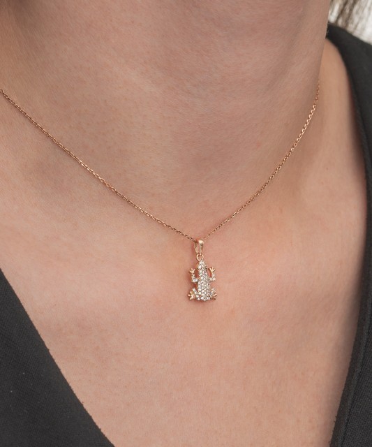 Zelta piekariņš ar cirkonijiem "Vardīte"