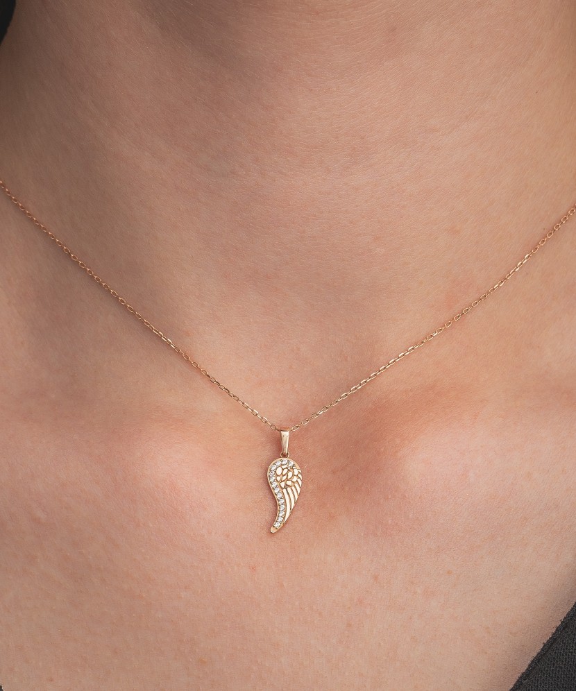 Zelta piekariņš ar cirkonijiem "Eņģeļa spārns"