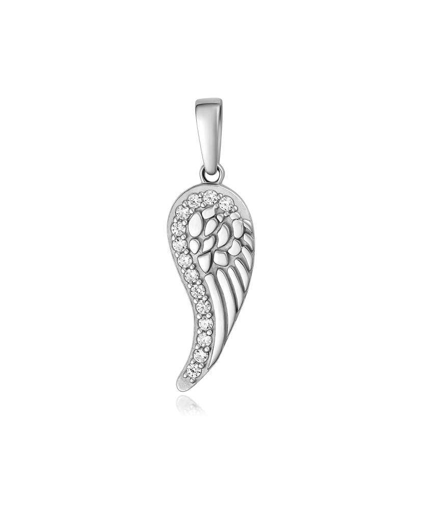 Baltā zelta piekariņš ar cirkonijiem "Eņģeļa spārns"