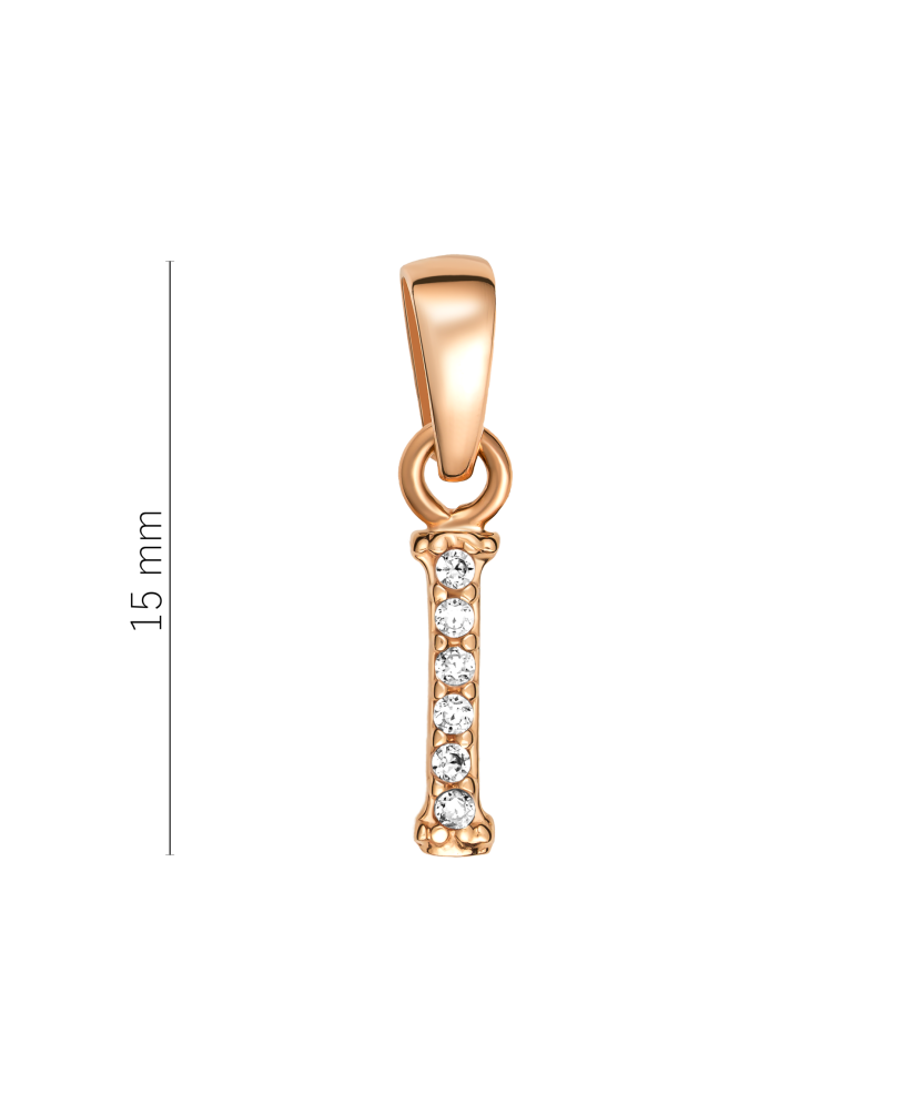 Золотой подвеска  с цирконами буква I